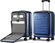 [CENSIEN] Expandable Carry On Luggage Airline Approved, 20 Inch Lightweight ABS+PC Hard Shell Suitcases with Front Pocket, Spinner Wheels, TSA Lock (Blue, 1PC)