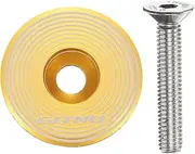 uxcell Headset Stem Top Cap 1-1/4 Aluminum Alloy Cycling Headset Cover Stem with M6 Bolt for Mountain Bike Road Bicycle MTB, Gold Tone