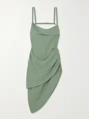 [Jacquemus] Jacquemus - Saudade Asymmetric Draped Woven Mini Dress - Green - FR 32 FR 32 Green