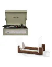 Voyager Bluetooth Portable Turntable With Bundled Crosley Record Storage in Sage