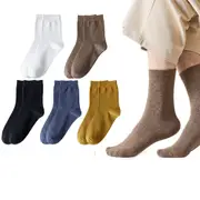 5 Pairs Unisex 100%Cotton Mid Crew Socks