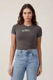 Cotton:On Women's Micro Graphic Band Tee ACDC Band AC/DC Size Large NEW