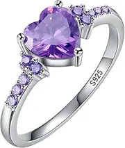 [VOLURE] Finger Joint, Ring Toe Ring,Rings,Natural Amethyst Zirconia Silver Ring Fashion Wedding Heart Shaped Ring Jewellery Silver Rings Sets