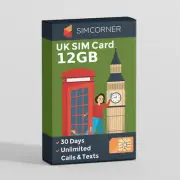 Europe UK Travel SIM Card (12GB, 30Days) - Prepaid SIM Card w/Data & Unlimite...