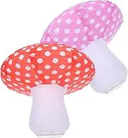 2pcs Mushroom Paper Lanterns Vivid Hanging Decor for Party Nursery and Garden Purple Mushroom Birthday Decorations Durable Easy Assembly for Jungle Theme Events