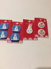 4 LaMode Snowmen Carded 2 Hole Buttons, 9 Assorted Shank Snowmen Buttons