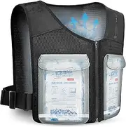 [Foiueyga] Cooling Vest for Men Women Ice Vest for Hot Weather Outdoor Work Sports, Adjustable & Lightweight, Breathable & Reflective Short Cooling Jacket with Ice Packs, Black