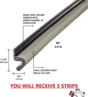 3 X MD-91398 1 in. x 8 ft. beige vinyl-covered foam weatherstrip kerf door seal