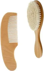 Vaguelly Multifunctional Baby Hair Brush 2pcs Wood Comb Handle Wool Brush Scalp Massage Brush Hair Scalp Brush Non-Damaging Bristles for Home Travel