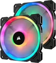 Corsair CO-9050074-WW LL140 RGB, 140mm Dual Light Loop RGB LED PWM Fan with Lighting Node Pro - Black (Dual Pack)