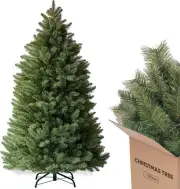 6.5ft Unlit Christmas Tree, 1000 Branch Tips, Easy Assembly, Foldable Stand