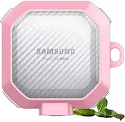 Case for Galaxy Buds 2 Pro FE Transparent Carbon Fibre Pattern Cover for Samsung Galaxy Buds Live 2 Pro Buds2 2Pro Cases Clear Funda,Pink