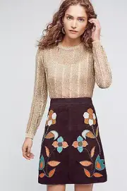 NWT Anthropologie Patchworked Suede Mini Skirt