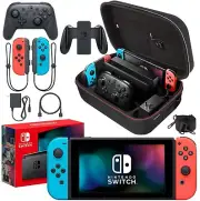 Nintendo Switch with Neon Red/ Blue Joy-Cons with Case and Accessory Bundle