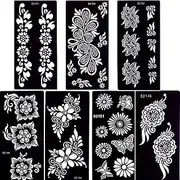 glaryyears 7 Sheets Flower Pendant Henna Tattoo Stencil Temporary Hollow DIY Drawing Body Makeup