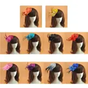 Women Girl Small 10cm Felt Glitter Powder Fascinator Hat Flower Feather S
