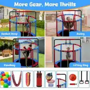 Mini round Trampoline for Kids with Basketball Hoop, 55'' Indoor Outdoor Toddle
