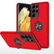 Samsung Galaxy S21 Ultra Compatible Case Cover With Shockproof And Magnetic Ring Holder - Red