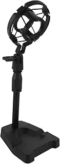 EXQUIMEUBLE Adjustable Tabletop Mic Stand: 360° Rotating Holder And Shock Mount With Microphone Clip For Home And Live Performances