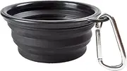 1x Portable Foldable Pet Bowl Collapsible Silicone Food Water Feeder Puppy Dog Cat Collapsible Foldable Food and Water Feeder Dish Portable Travel Accessories for Training Pets (Black)