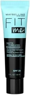 Maybelline New York Primer, With SPF20, Long-lasting and Mattifying, Matte Finish, For Normal to Oily Skin, Fit Me Matte plus Poreless, 30ml