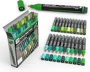 Acrylic Paint Pens 22 Assorted Pro Colour Series Markers Set Medium Tip for Rock Painting, Glass, Mugs, Wood, Metal, Canvas, Outlining, Detailing. Non Toxic, Waterbased, Quick Drying (GREENS)