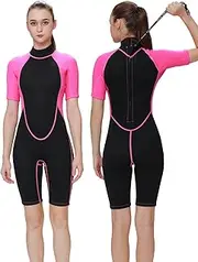 FLEXEL Wetsuit Women Shorty Men 2mm, Adult One Piece Warm Neoprene Surfing Diving Wet Suits Short Sleeves Swimsuit for Snorkeling