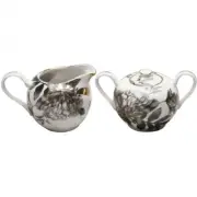 Grace Teaware Black Gold Peony Sugar and Creamer Set