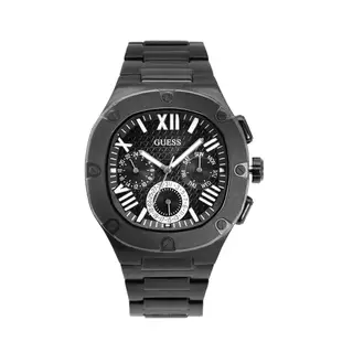 GUESS原廠平輸手錶 |黑色系 三眼日期顯示 圓角方型腕錶 不鏽鋼錶帶 男錶 手錶(GW0572G3)