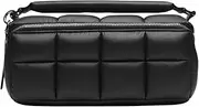 ESTETIKA The Homee Makeup Bag Cube Organizer for Women Large Capacity Travel Case Flat Base, Zip Pockets, Elastic Bands for Beauty Essentials Stylish Storage Pouch 12" L 6" H 5.2" W (Black), Black,