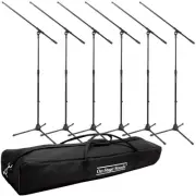 On-Stage Stands MS7701B Euro Boom Microphone Stand 6-pack Bundle with Carry Bag