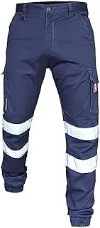 [BIG BEE] Reflective Taped Work Pants Hi Vis Jogger Trousers Stretch Cotton Spandex