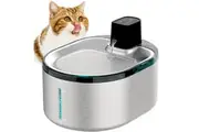 Wireless Cat Water Fountain Stainless Steel, 4L Cordless Pet Fountain Battery Operated, Motion Sensor, Ultra Quiet Pump, Multi-Filtration