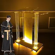 Rolling Podium Church Pulpit, Pulpitos para Iglesias De Acrilico, Mobile Podium, Table Top Podium LED Acrylic Podium for Classroom