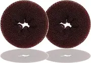 Hair Donut Bun Maker, Ring Style Bun, 2PCS Chignon Hair Large Doughnut Shaper for Thick and Long Hair (Large, 8.9cm /Brown)