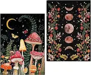 2 Pack Diamond Painting Kits for Adults,5D DIY Mushroom Forest Full Drill Round Art Gems with Moon Diamond Art Perfect for Home Wall Decor Diamond Dotz Inch12x16