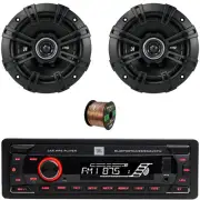 JBL 1-DIN Bluetooth USB/AUX High Power Receiver, 5.25" 200W Speakers (Pair)