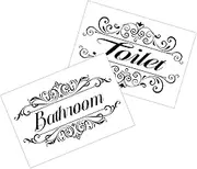 FUNNETOYU 2Pcs Elegant Bathroom Door Stickers Self Adhesive Toilet Decals Modern Restroom Signs Material Easy Application for Home Public Restrooms