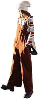 [YiKeGuiHuaShu] Caramel Color Loose Corduroy Overalls Women's Autumn and Winter Casual Leg Pants Straight Jumpsuit
