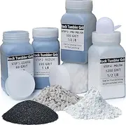 HDongany Rock Tumbler Grit Kit- 4 Steps Grit with 5mm Columnar Tumbling Ceramic Filler Media Non-Abrasive for Tumbling Stones Compatible with Any Brand Tumbler Stone Polisher