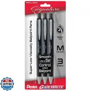 Pentel Glidewrite Signature Ballpoint Pen, (1.0mm) Medium, Black Barrel, Blac