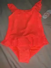 Size 2T Wonder Nation Flash Peach Crochet Pineapple One-Piece Swimsuit Swim Suit