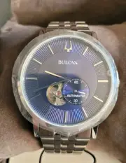 Brand New Mens Bulova Classic 96A320 Automatic Blue Dial Stainless Steel Watch