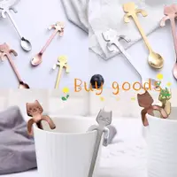 在飛比找樂天市場購物網優惠-勺子 咖啡勺 可愛貓咪咖啡勺子/咖啡攪拌棒/金屬餐具