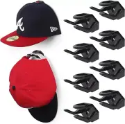 Modern JP Adhesive Hat Hooks for Wall (8-Pack) - Rack Baseball Black