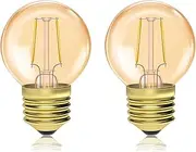 Bonlux 1.5W E27 LED Filament Bulb, Vintage Amber Glass G40 Small Edison Screw SES LED Light Bulb, Equivalent 15W Incandescant Bulb AC 220-240V Flicker-Free Warm White 2200K, (Non-Dimmable, Pack of 2)