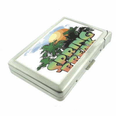 Spring Break D8 Cigarette Case with Built in Lighter Metal Wallet