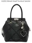 NWT GUESS Winett Small Turnlock Black Satchel/Crossbody With Matching Wallet.