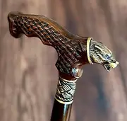 oleksandr.victory Canes Oak Walking Sticks Carving Wood Reeds Bronze Wooden Handmade Cane Stick Men's Accessories (Wolf)