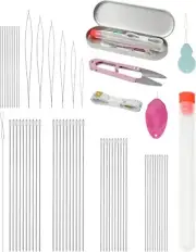FIVEIZERO 60 Pieces Beading Needle Set 5 Sizes Species Big Eye Beading Needle...
